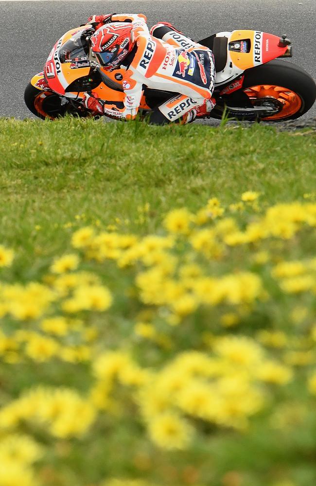 Marc Marquez flies round the Phillip Island track.