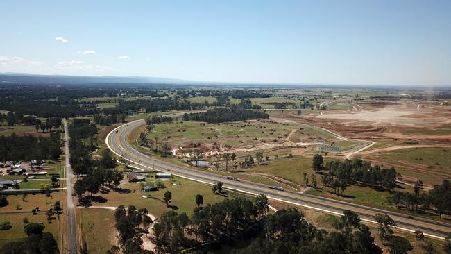 Construction of the Western Sydney Airport at Badgerys Creek. Picture: Jonathan Ng