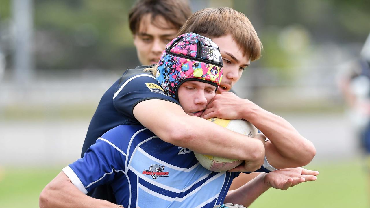 RUGBY LEAGUE: Justin Hodges and Chris Flannery 9s Gala Day. Grand final, Caloundra State High School V Redcliffe State High, year 12. Picture: Patrick Woods.