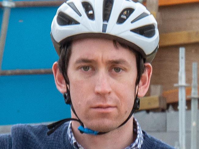 Cyclists angry that Swan St Bridge project ignored riders and pedestrians.  Alexander Miller at the opening to the bridge underpass.Picture: Jay Town