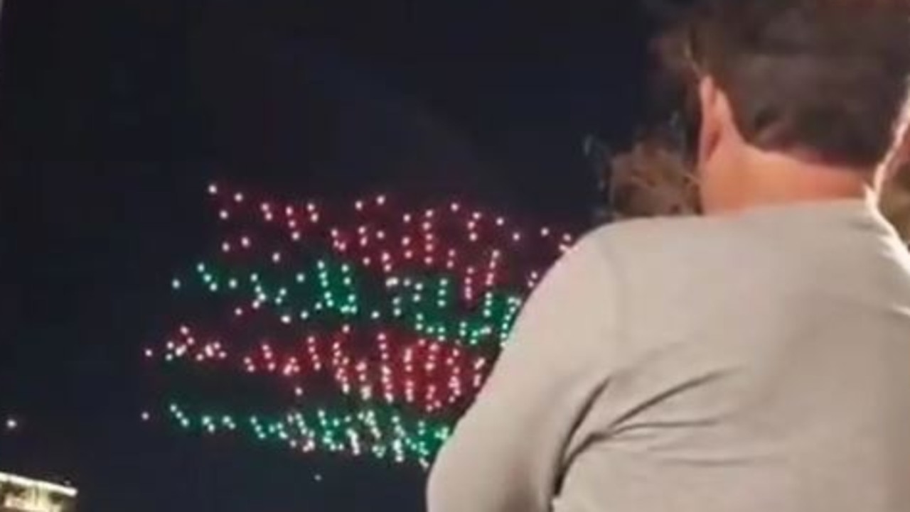 Shock moment Christmas drones fall on crowd