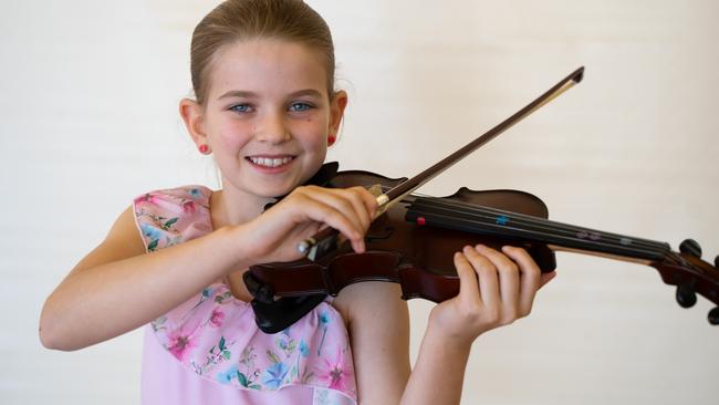 Sophie Chammen won second in the string solo (8 years and under) at the 2023 Gympie Eisteddfod. August 1, 2023. Picture: Christine Schindler