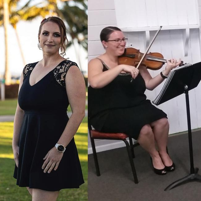 Now and then: Walkerston mum Mellissa Austin has lost more than 30kg since starting her weight loss journey in 2018.