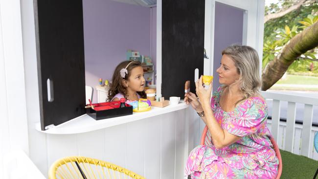 Ava playing at home with her mum Amanda. Picture: David Kelly