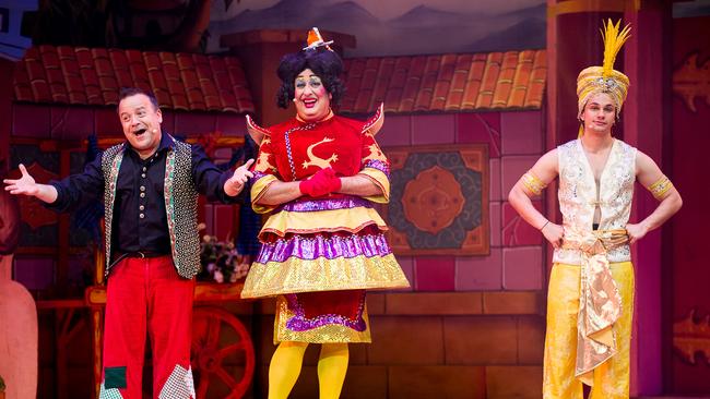 Kev Orkian with Ian Dickson and Mat Verevis in Aladdin And His Wondrous Lamp.