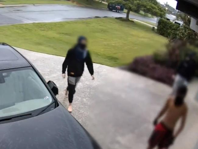 Knife-wielding teens about to break into a Gold Coast home. Picture: 9 News