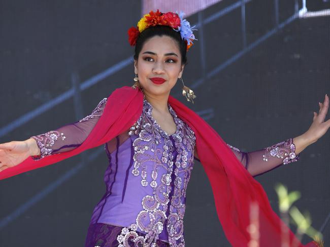 Suara Indonesia Dance perform for the Cabramatta Moon Fetsival in 2019. Picture: Robert Pozo.