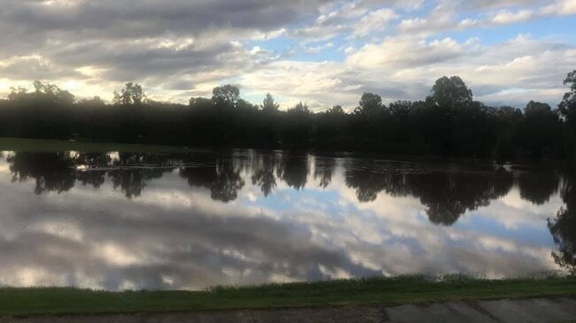 The Hunter River has broken its banks at Singleton. Picture: Facebook/Lauren Dening.