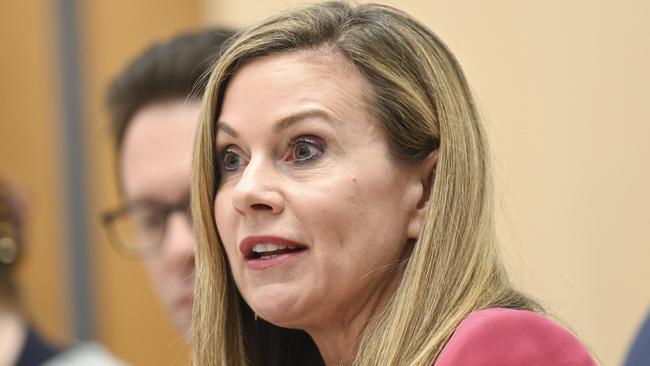 CANBERRA, Australia - NewsWire Photos - October 17, 2024: eSafety Commissioner Julie Inman Grant appears at the Communications Legislation Amendment (Combatting Misinformation and Disinformation) Bill 2024 hearing at Parliament House in Canberra. Picture: NewsWire / Martin Ollman