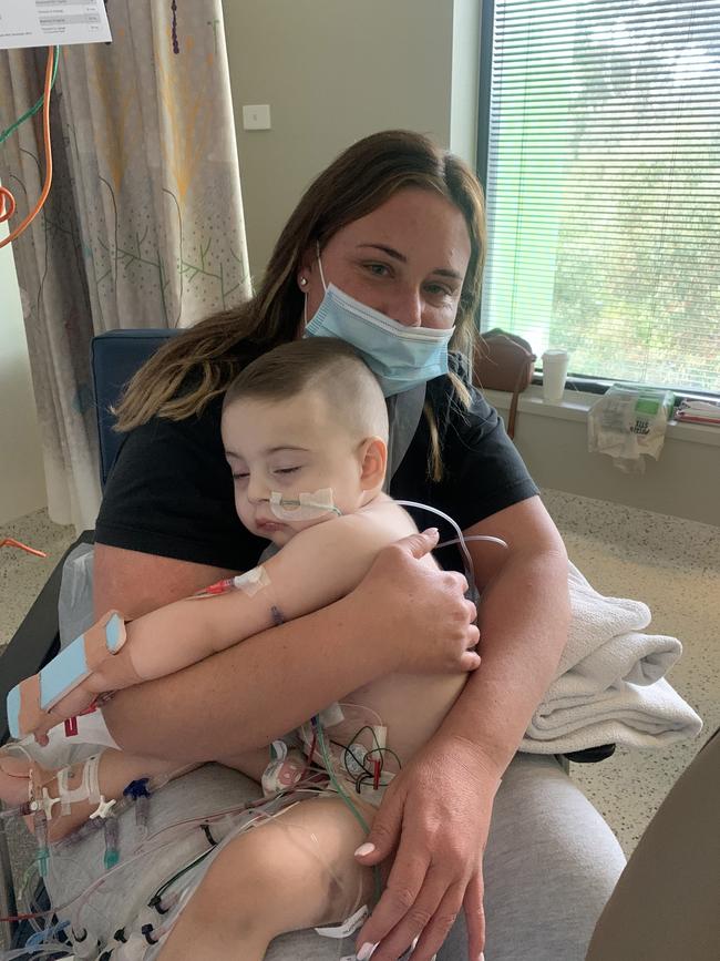 Alexander Kakias with his mum Elizabeth a few days after transplant.