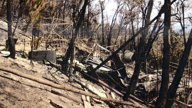 What was left of Brownlow medallist Kevin Murray’s Flowerdale home.