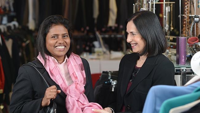 Sujee Kariyawasam, who undertook a TAFE adjustment program for migrant workers, with volunteer Gayle Philipp