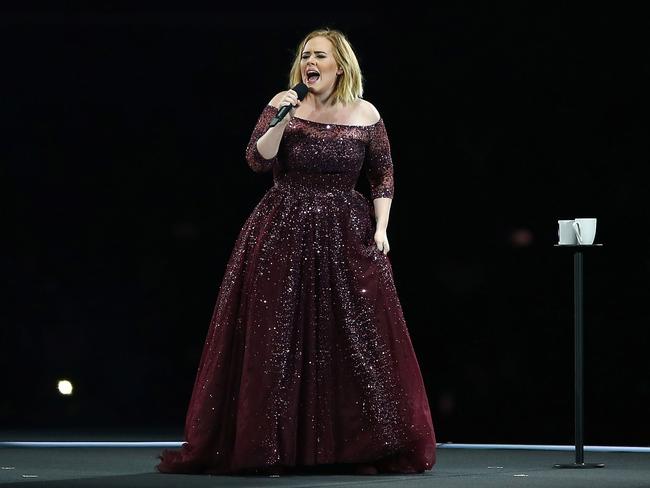 Adele sings to 65,000 at Domain Stadium in Perth. Picture: Paul Kane