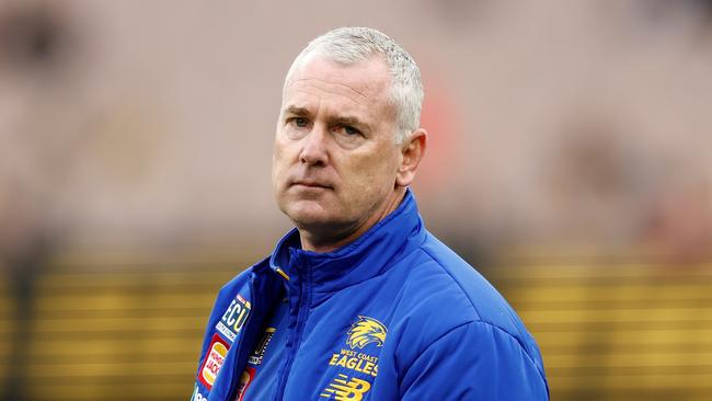 MELBOURNE, AUSTRALIA – MAY 06: Adam Simpson, Senior Coach of the Eagles looks on during the 2023 AFL Round 08 match between the Richmond Tigers and the West Coast Eagles at the Melbourne Cricket Ground on May 6, 2023 in Melbourne, Australia. (Photo by Michael Willson/AFL Photos via Getty Images)