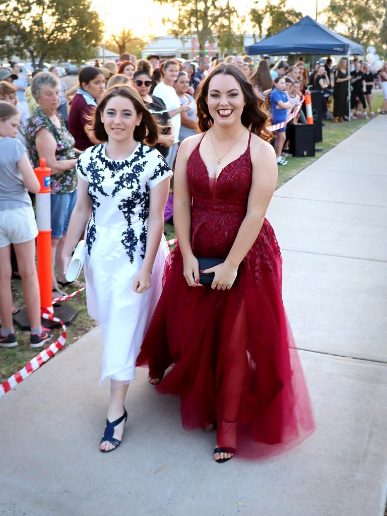 Rhiannon Wilson and Jenna King. Oakey State High School formal. Photo Sean Federoff