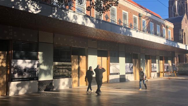 In progress. Shops under renovation on The Corso, manly. Picture: Julie Cross