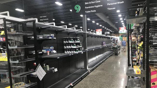 Toilet paper section of Woolworths Ascot, Woolworths closed early on Wednesday night to restock shelves. Photographer: Liam Kidston