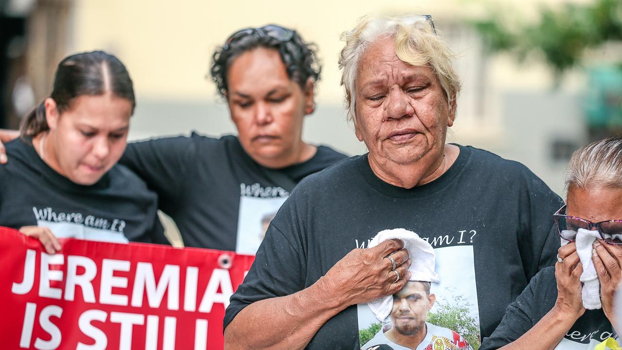 The family of missing man Jeremiah Rivers outside Brisbane Magistrates Court. Picture: Glenn Campbell