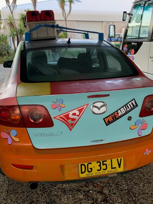 Team Saucy Minxes have a Mazda 3 as their car for the rally. Supplied.