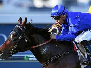 Jockey Damian Browne rides Impending to victory in race 8, the Hiflow Industries Victory Stakes, during the Starlight Family Raceday at Doomben Racecourse in Brisbane, Saturday, April 28, 2018. (AAP Image/Albert Perez) NO ARCHIVING, EDITORIAL USE ONLY. Picture: ALBERT PEREZ