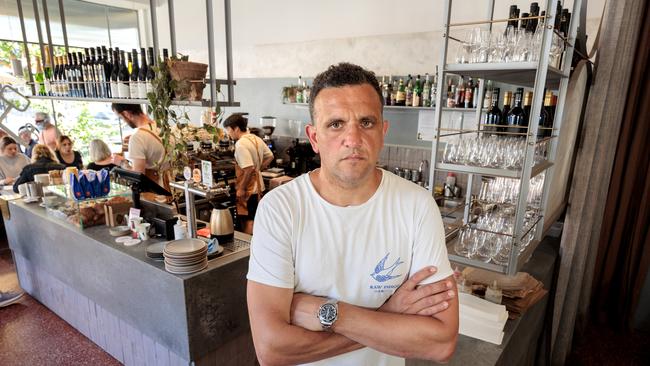 Melbourne cafe owner Jim Marinis, lost $40,000 in a matter of months after his data was compromised in the Optus hack. Picture: NCA NewsWire/David Geraghty