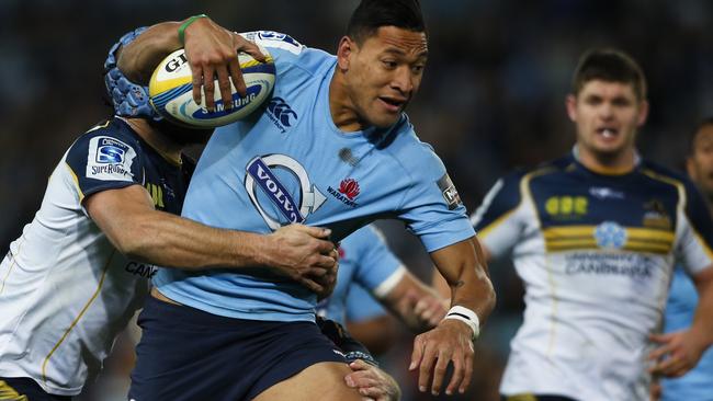 Israel Folau on the attack for NSW Waratahs Vs ACT Brumbies Saturday 28th June 2014. Pic: Mitch Cameron