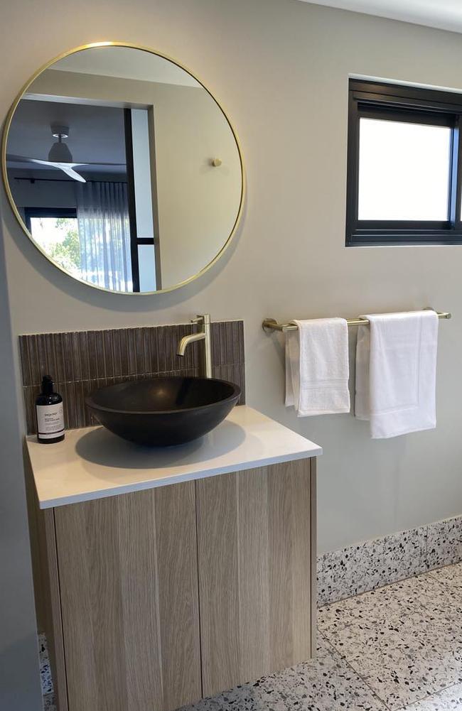 The bathroom inside one of nine bedrooms at Motel Caloundra.