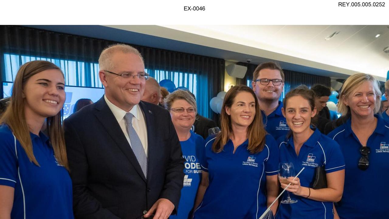 Brittany Higgins (left) with Prime Minister Scott Morrison during the 2022 election campaign. Images supplied by court.