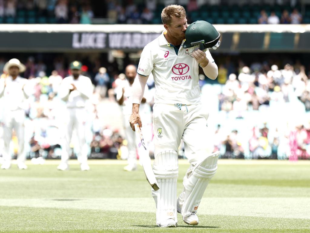 David Warner walks off for his last Test match for Australia. Picture: Getty Images