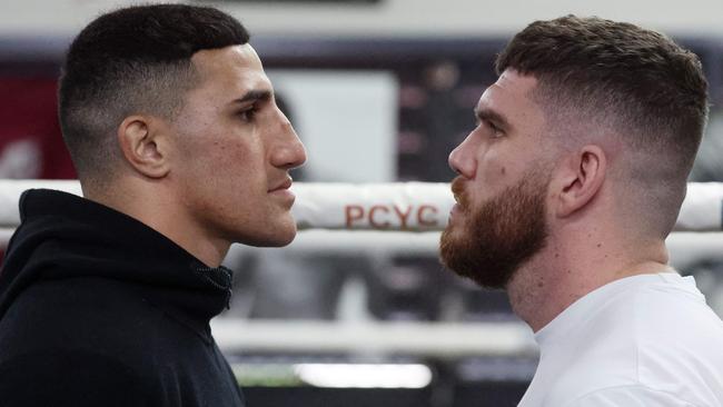 Australia’s number one heavyweight boxer Justis Huni destroyed Troy Pilcher. Picture: Liam Kidston