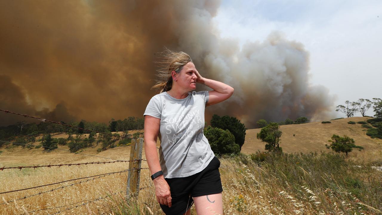 Wendy Nitschke fears her Neudorf Rd, Lobethal property has been lost to fire. Picture: Tait Schmaal