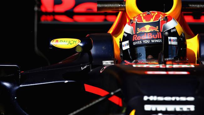 Max Verstappen in action during Formula One winter testing at Circuit de Catalunya.