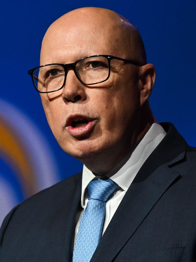 Federal Opposition Leader Peter Dutton speaks during the LNP Convention in Brisbane. Picture: Dan Peled / NewsWire