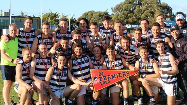 Walkerville celebrates after claiming the division four Adelaide Footy League premiership last season. Picture: Walkerville Football Club