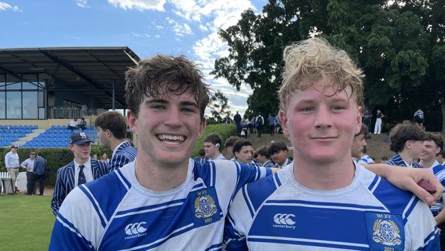 Nicholas Conway (four tries) and Finlay King (two tries) enjoyed making their Nudgee First XV rugby debut today.