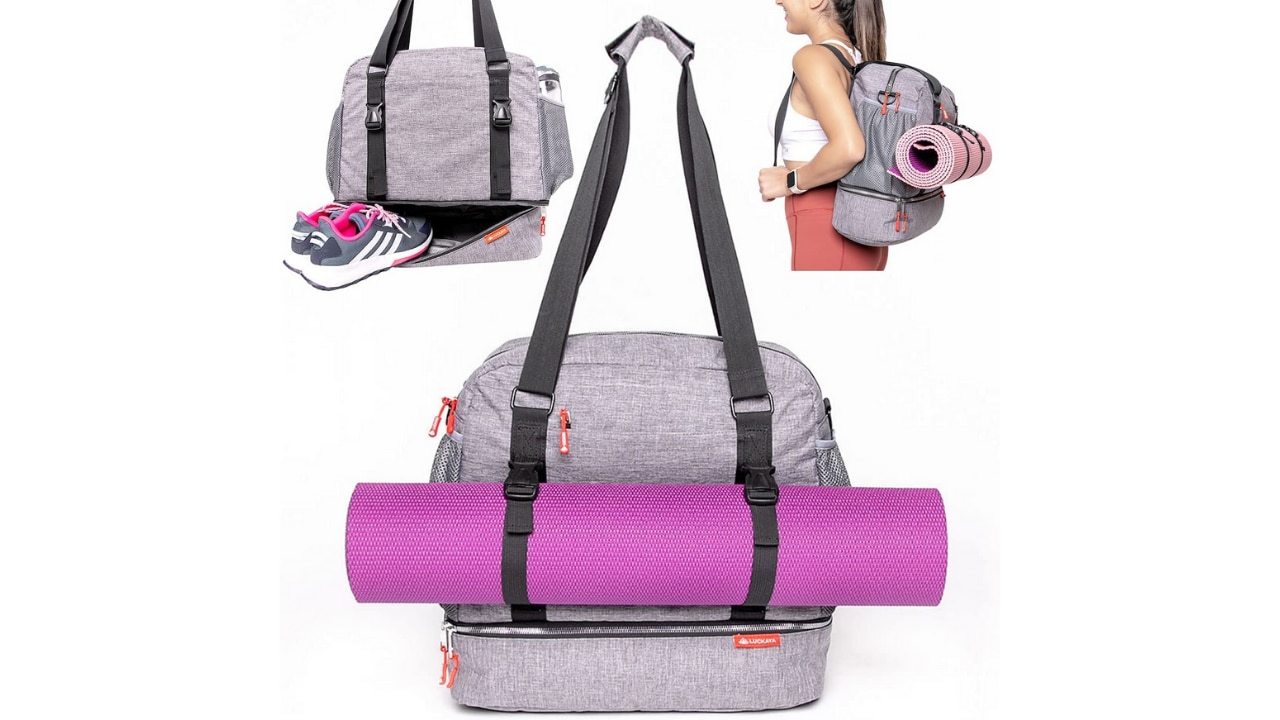 Yoga Mat Tote Bag: Yoga Canvas Workout Bag with Yoga Mat Carrier Pocket -  Large Gym Office Bag for Pilates & Travel - Holds More Yoga Accessories 