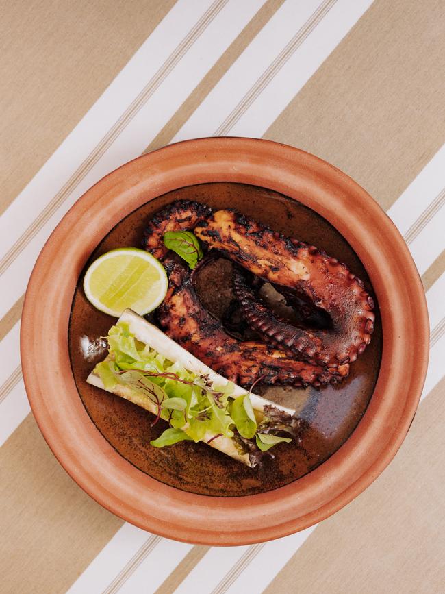 Grilled octopus at Sueno. Picture: Mathilde Bouby