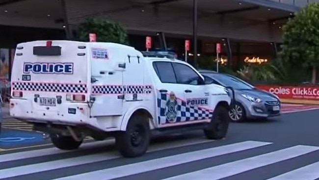 Police at Yamanto Central Shopping Centre where a supermarket worker was stabbed on Monday afternoon. Picture: 7 News Brisbane