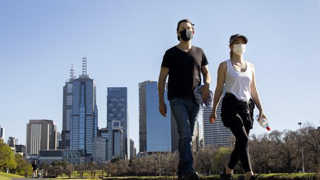 Locals enjoying the warmer weather on the Yarra trail. Picture: David Geraghty