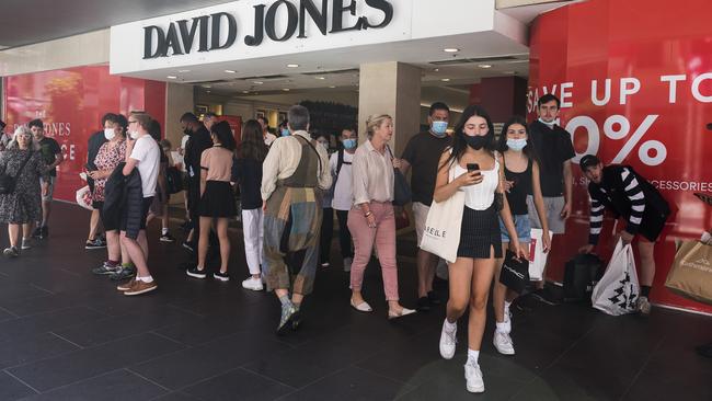 People shopping at David Jones during the Boxing Day in Melbourne. Picture: Getty Images