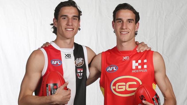 Max (St Kilda) and Ben King (Gold Coast) after being drafted. Pic: Michael Klein