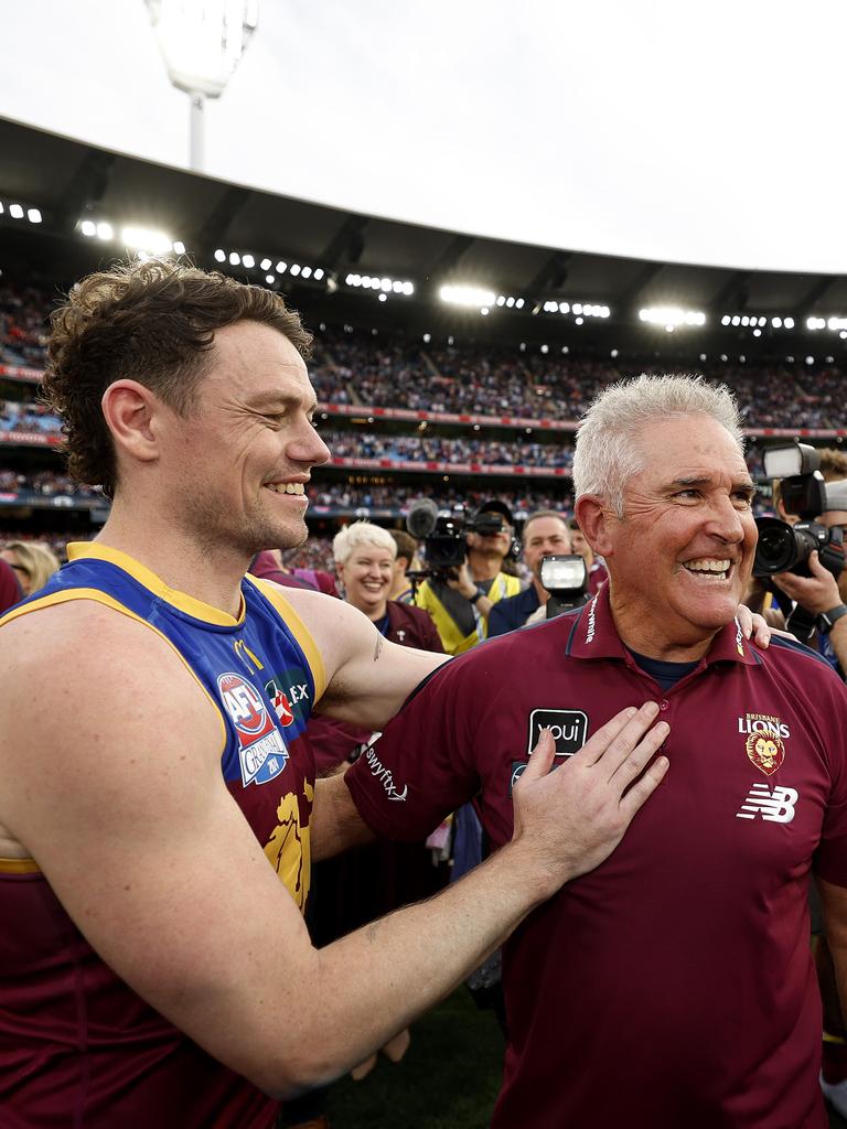 Neale celebrates with Chris Fagan.