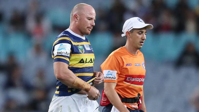 Parramatta enforcer Beau Scott’s season is over. Picture: Brett Costello