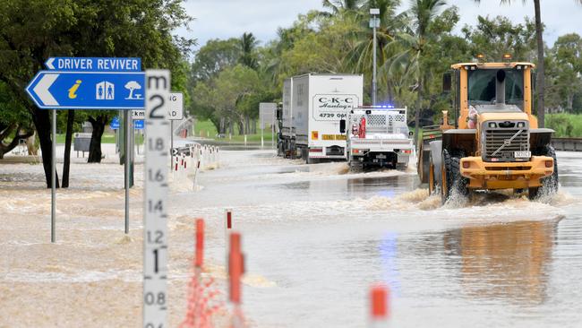 Flooding at Plantation Creek in Ayr on Sunday. Picture: Evan Morgan