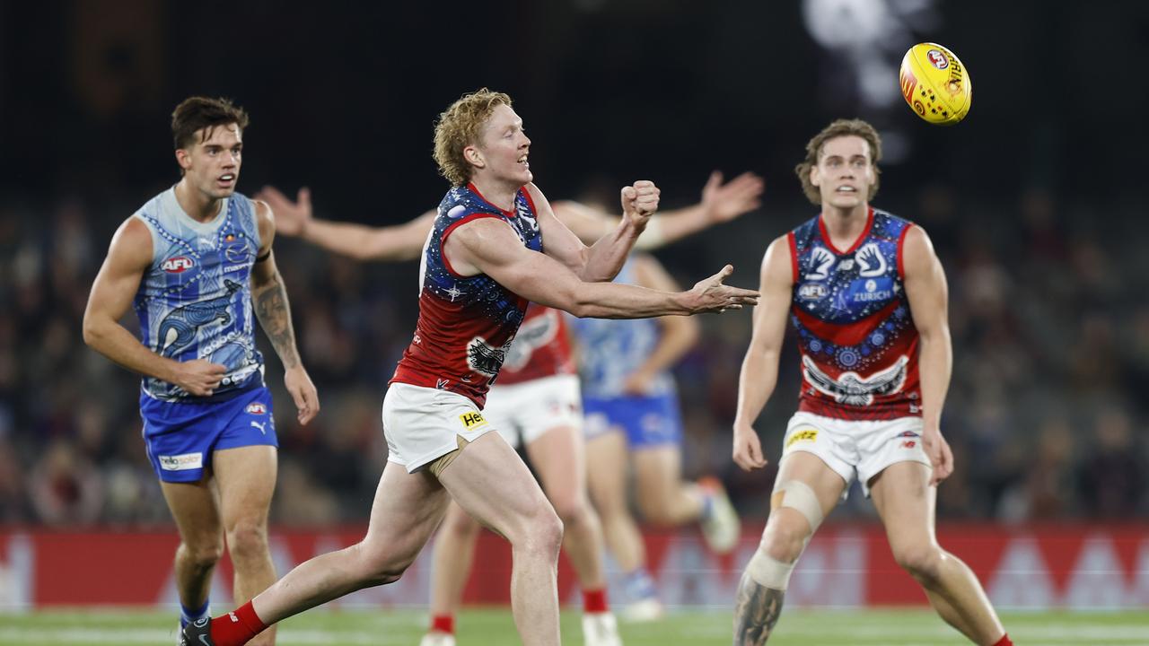 Clayton Oliver finished with a career best tally. Picture: Mike Owen/AFL Photos/via Getty Images