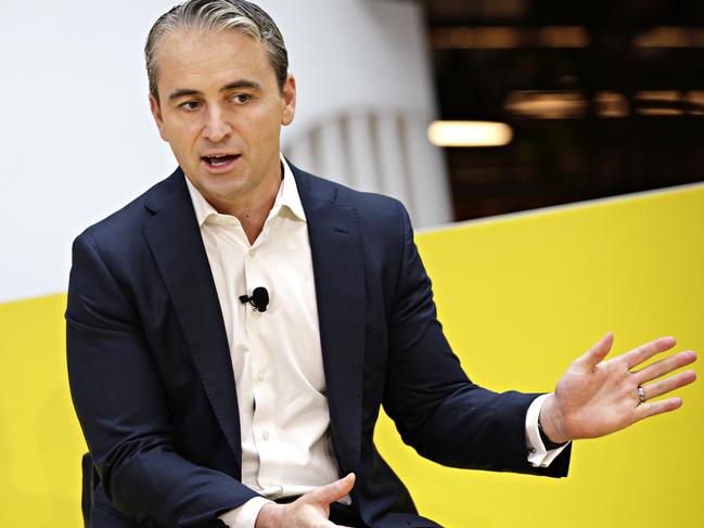 CBA CEO Matt Comyn speaking to the media at Commonwealth Bankâs the Foundry in Eveleigh during a CBA Tech Briefing on the 28th of January. Picture: Adam Yip