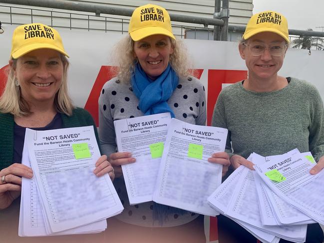 A petition to protect Geelong's libraries has garnered 1,480 signatures. From left: Georgie Allen, Karen Firth, Bec Dalton. Picture: Supplied.