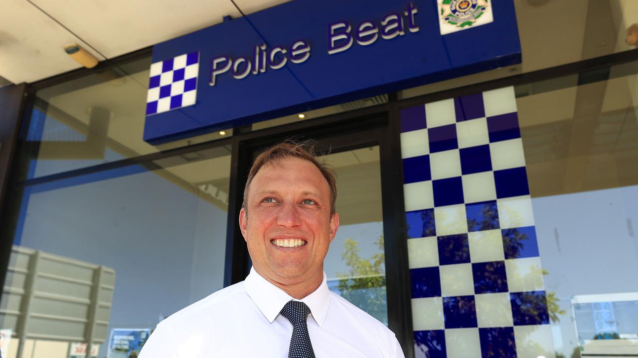 Premier Steven Miles outside a Police Beat in Townsville. Pic: Adam Head