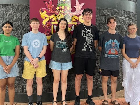 Haileybury Rendall School top ATAR performers of 2023. L-R: Sahasra Linga, Lachlan McCoy, Charlotte Comitalo, Bijan Heydarpour, Damon Krake, Maggie OâLoughlin.