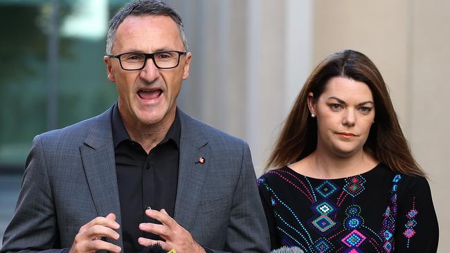 Greens Leader Dr Richard Di Natale and Senator Sarah Hanson-Young. Picture: Kym Smith.